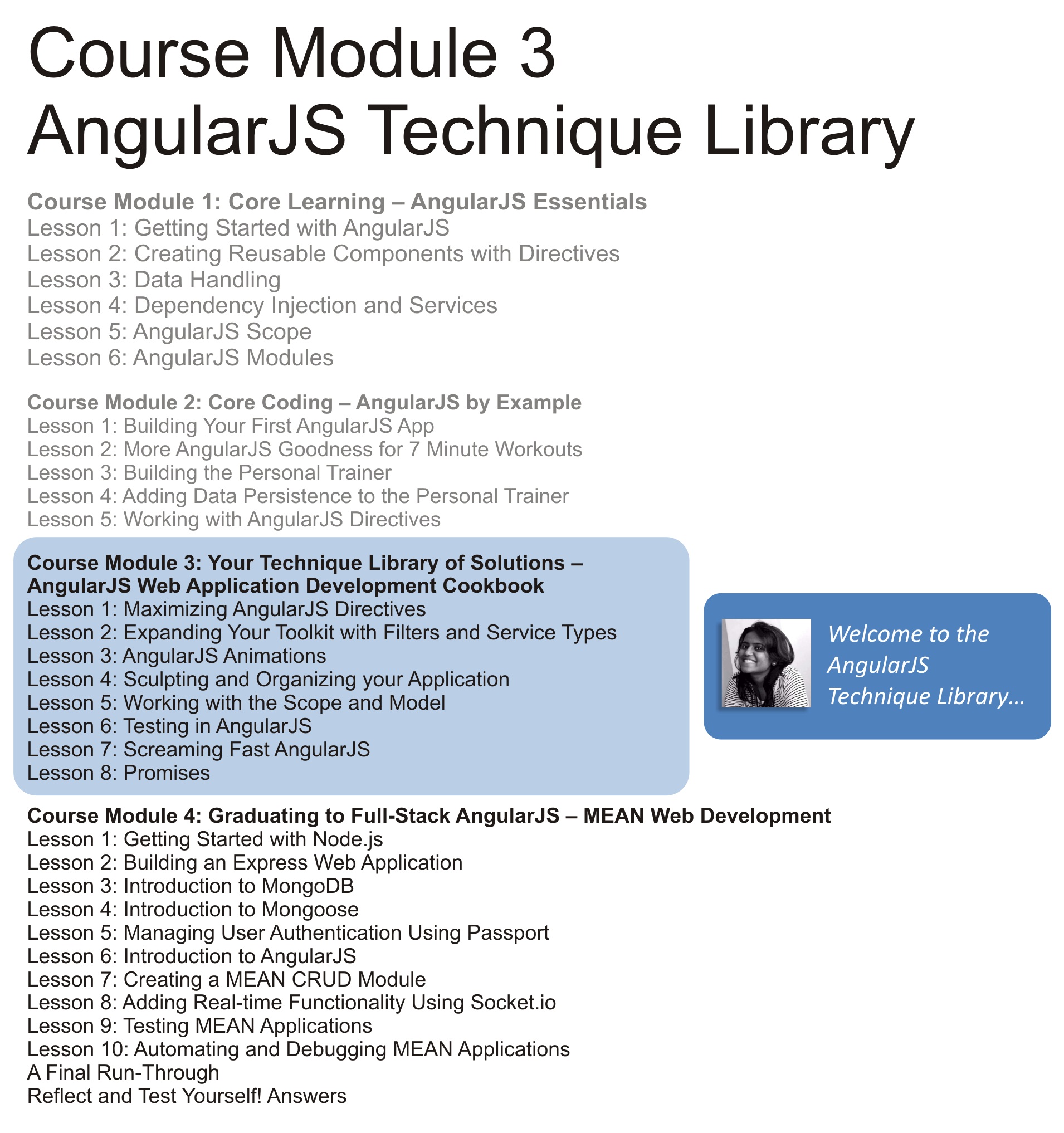 Your AngularJS Technique Library – AngularJS Web Application Cookbook