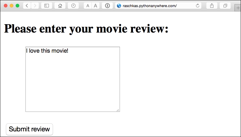 Turning the movie review classifier into a web application