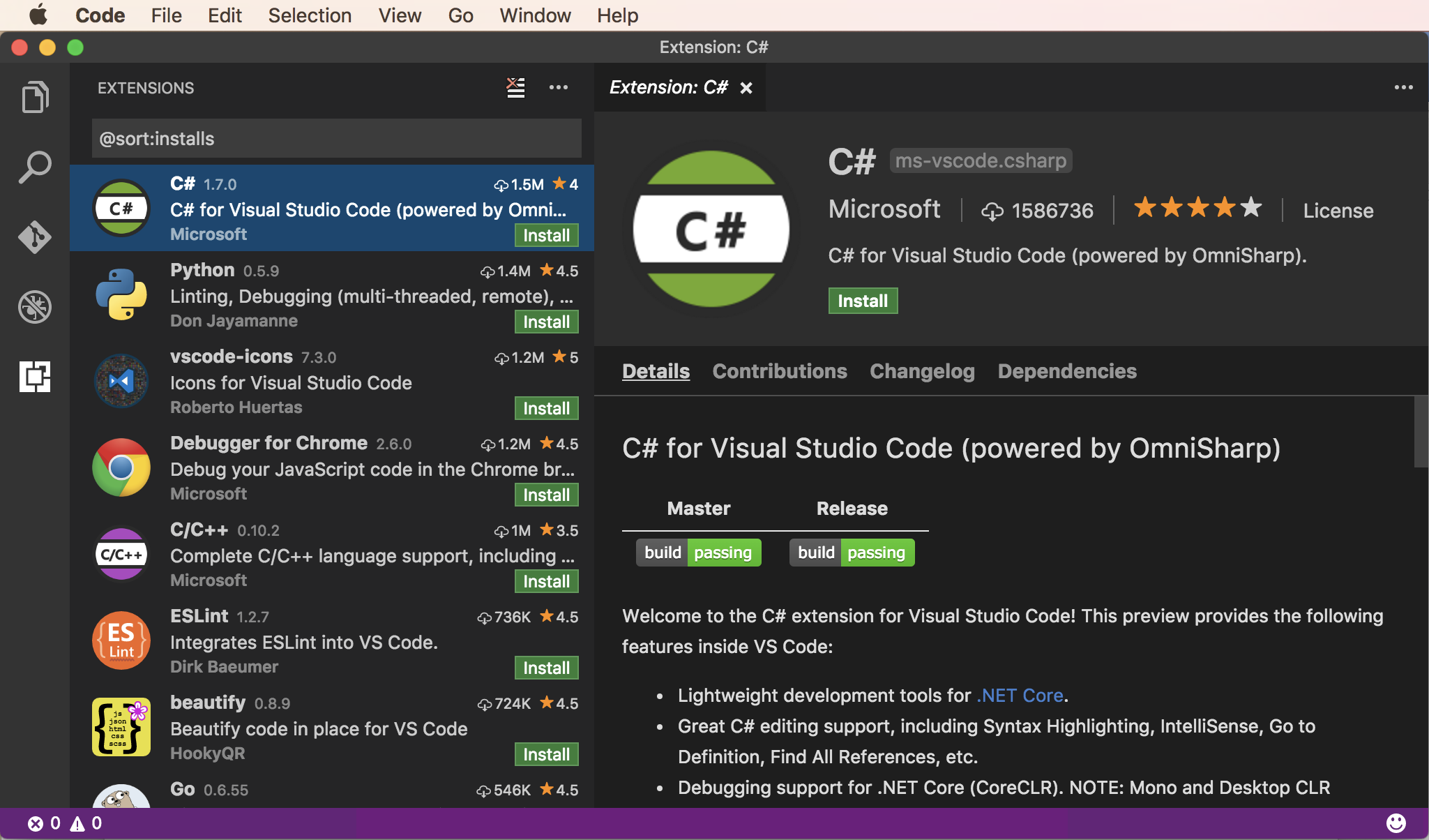 C# programming with Visual Studio Code
