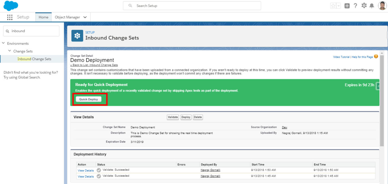 deploy page layout assignment salesforce change set
