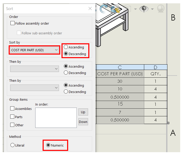 Sorting information in our BOMs - Learn SOLIDWORKS 2020 [Book]