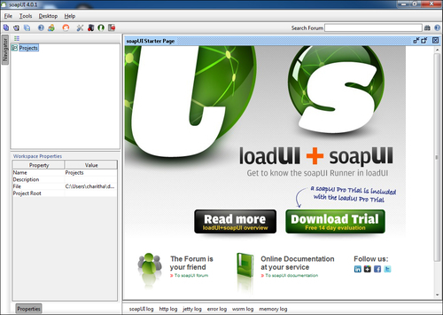 A glance at soapUI user interface