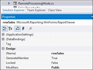 Time for action – changing a report configuration with a ReportViewer Object through code behind