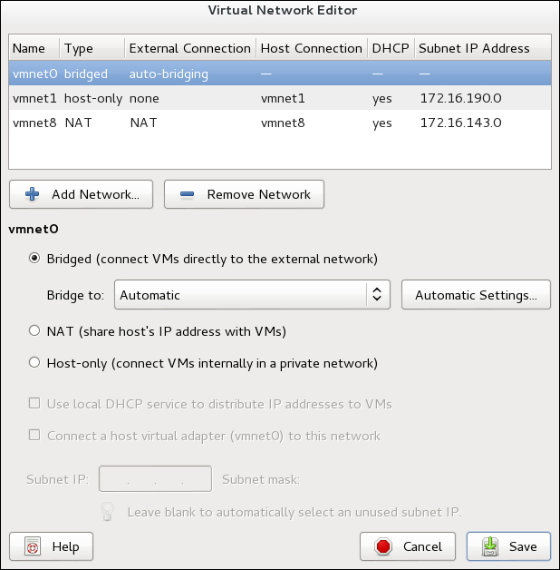 Configuring virtual networks