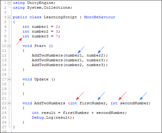 Time for action – adding code between the parentheses