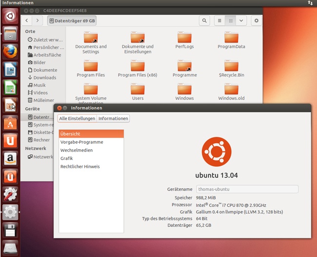 Ubuntu lässt sich parallel zu Windows 8.1 installieren, wobei die Daten auf beiden Systemen zur Verfügung stehen