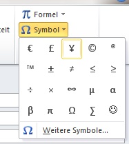 Einfügen von Symbolen in eine E-Mail