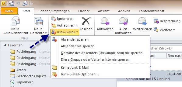 Konfigurieren der Junk-E-Mail-Einstellungen