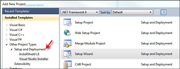Projektvorlagen für Installationspakete in Visual Studio 2010