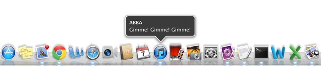 Ein Einblendfenster, das den aktuellen iTunes-Titel anzeigt