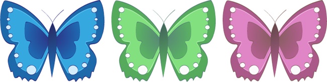 Die Originalfarben des Schmetterlings (links) lassen sich auf einfache Art verändern