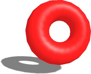 Ein glänzender Donut mit Schatten