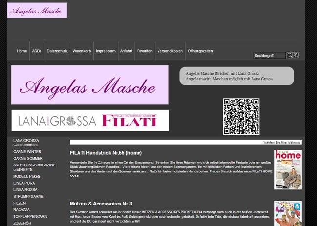 Screenshot www.angelasmasche.de, April 2014