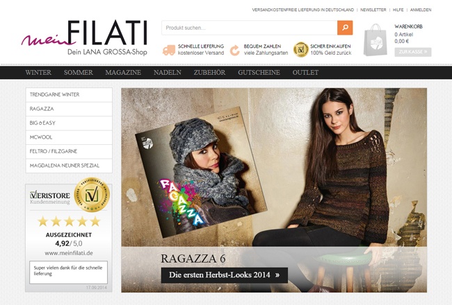 Screenshot www.meinfilati.de, September 2014
