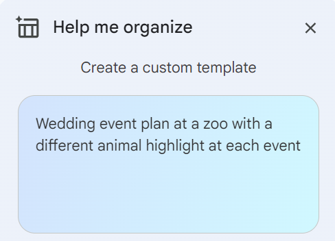 The Help me organize feature on Google Sheets