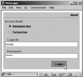 Provisioning login screen