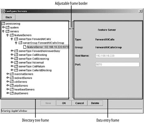 Configure Servers screen