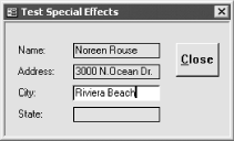 frmEffects in use, showing the active field