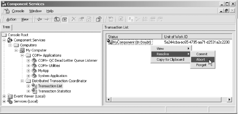 Resolving in-doubt transactions