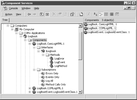 The Logbook application has three components: the HTML logger, the XML logger, and an event class