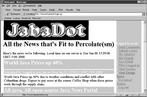 JabaDot welcome page