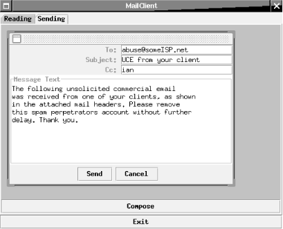 Mail Client in compose mode