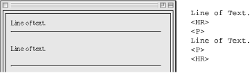 A <p> tag adds vertical space above or below a horizontal rule