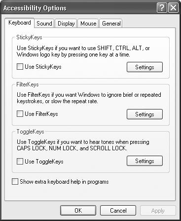 Accessibility Options - Windows XP Home Edition: The Missing Manual [Book]