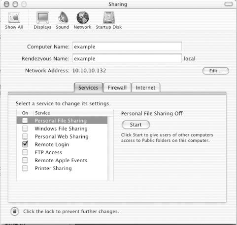 Services tab