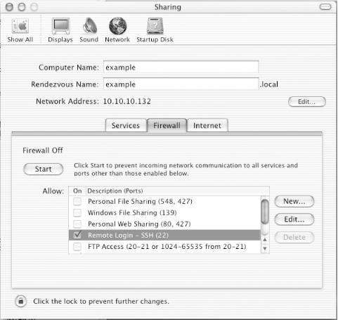 Firewall tab