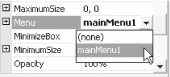 Associating the menu with the form