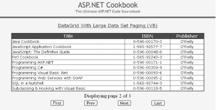1.10. Paging Through a Record-Heavy DataGrid - ASP.NET Cookbook [Book]