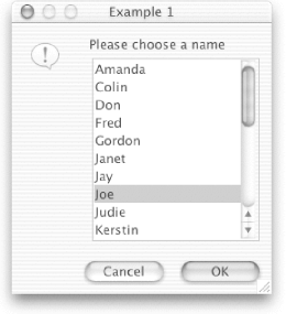 Input dialog (JList)