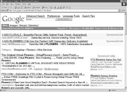 Result page for “flowers”