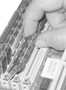 Inserting the SIMM at a 45-degree angle