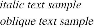 Italic and oblique text in detail