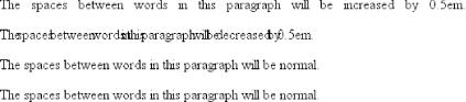 Changing the space between words