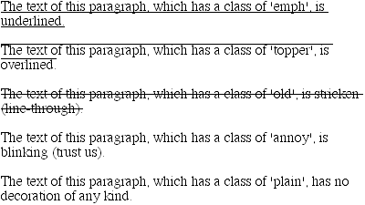 Various kinds of text decoration