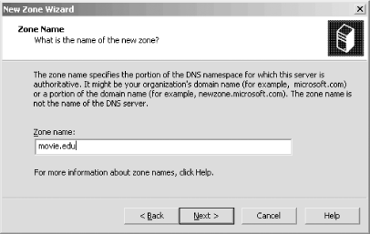 Creating a new secondary zone: specifying the zone’s domain name