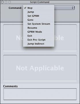 The various commands available for your DVD scripts