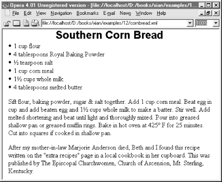 A semantically tagged XML document after a CSS stylesheet is applied