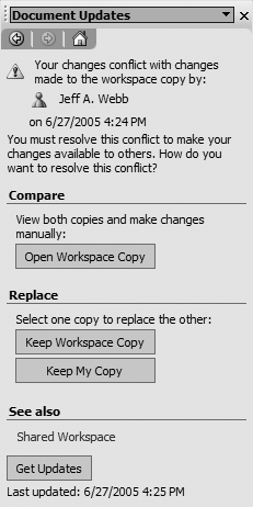 Resolving conflicting changes with linked files