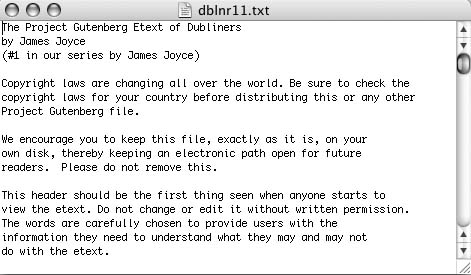 Project Gutenberg etext of Dubliners, by James Joyce