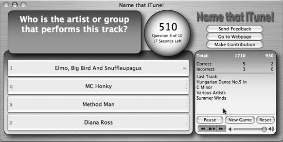 A Name that iTune! game in process