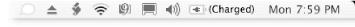 You can rearrange the icons (including the clock) by holding down the key and dragging them around the menu bar. You may wish to position your most-used icon in the top-right corner, so it never gets cut off by a program with numerous menus.