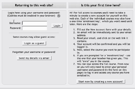Login screen