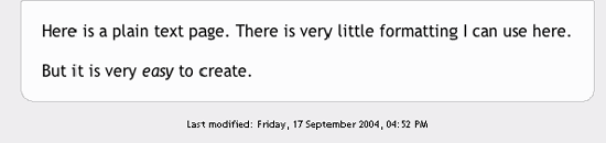 A text page in Moodle