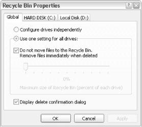 Right-click an item and select Properties to display the item’s Properties dialog, often a good place to find extra features and settings