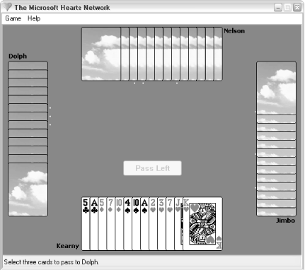 Hearts lets you play the classic card game against artificial opponents or other people on your network