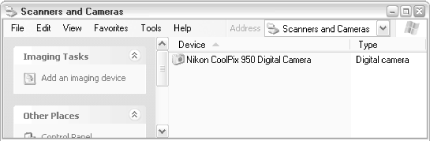 The Scanners and Cameras folder lets you retrieve images from your digital camera or scanner